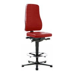 bimos Arbeitsstuhl All-In-One Highline mit Gleiter und Fußring und Kunstleder rot 570-830 mm
