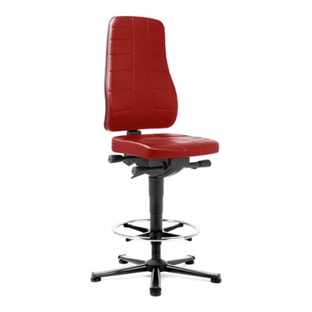 bimos Arbeitsstuhl All-In-One Highline mit Gleiter und Fußring und Kunstleder rot 570-830 mm