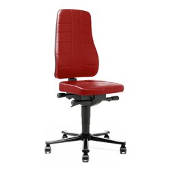 bimos Arbeitsstuhl All-In-One Highline mit Rollen und Kunstleder rot Sitzhöhe 450-600 mm