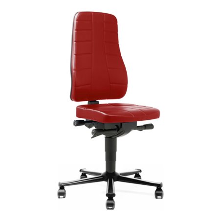 bimos Arbeitsstuhl All-In-One Highline mit Rollen und Kunstleder rot Sitzhöhe 450-600 mm