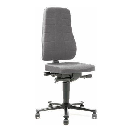 bimos Arbeitsstuhl All-In-One Highline mit Rollen und Stoffpolster grau Sitzhöhe 450-600 mm