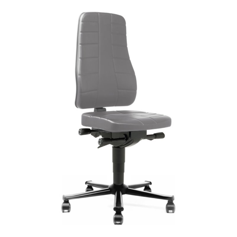bimos Arbeitsstuhl All-In-One Highline mit Rollen und Kunstleder grau Sitzhöhe 450-600 mm
