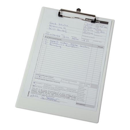 Eichner Klemmbrett A4, weiß, Format 232x338 mm + Blockklammer und Öse