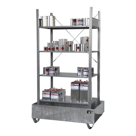 Bauer Südlohn Kleingebinderegal mit Auffangwanne 3022-4E, verzinkt