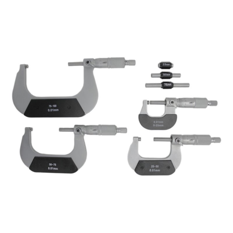 Helios Preisser Bügelmessschraubensatz im Holzetui 0-100 mm