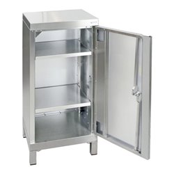 Stumpf Edelstahl-Aufbewahrungsschrank Cabinox, 1000x450x400mm, 2 Fachböden, Sockelfüße