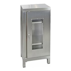 Stumpf Edelstahl-Sichtfensterschrank Cabinox, 1000x450x400mm, 2 Fachböden, Sockelfüße