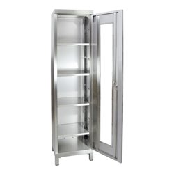 Stumpf Edelstahl-Sichtfensterschrank Cabinox, 1900x450x400mm, 4 Fachböden, Sockelfüße