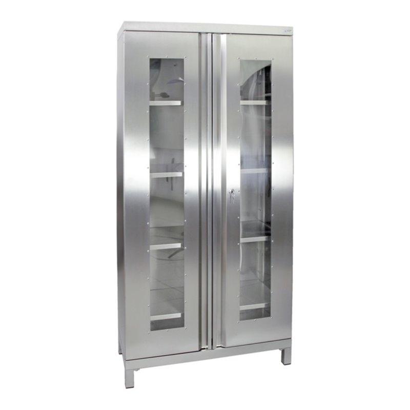 Stumpf Edelstahl-Sichtfensterschrank Cabinox, 1900x900x400mm, 4 Fachböden, Sockelfüße