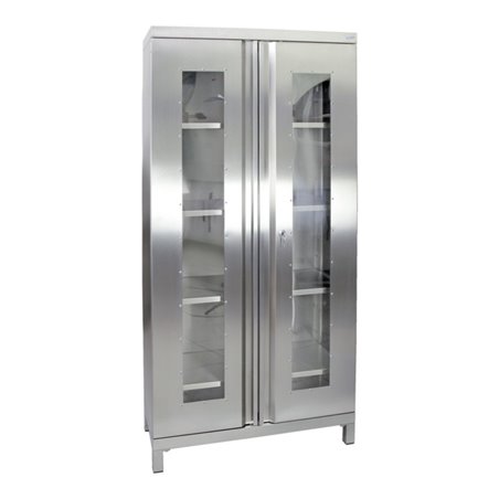 Stumpf Edelstahl-Sichtfensterschrank Cabinox, 1900x900x400mm, 4 Fachböden, Sockelfüße