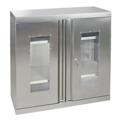 Stumpf Edelstahl-Sichtfensterschrank Cabinox, 900x900x400mm, 2 Fachböden