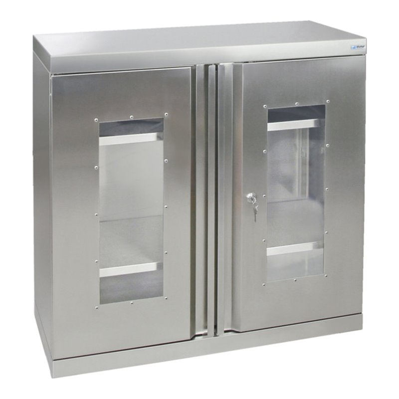 Stumpf Edelstahl-Sichtfensterschrank Cabinox, 900x900x400mm, 2 Fachböden