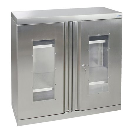 Stumpf Edelstahl-Sichtfensterschrank Cabinox, 900x900x400mm, 2 Fachböden