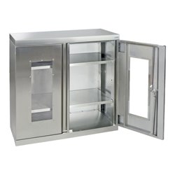 Stumpf Edelstahl-Sichtfensterschrank Cabinox, 900x900x400mm, 2 Fachböden