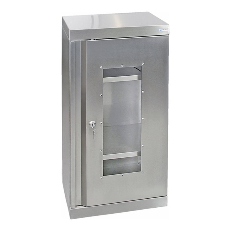 Stumpf Edelstahl-Sichtfensterschrank Cabinox, 900x450x400mm, 2 Fachböden