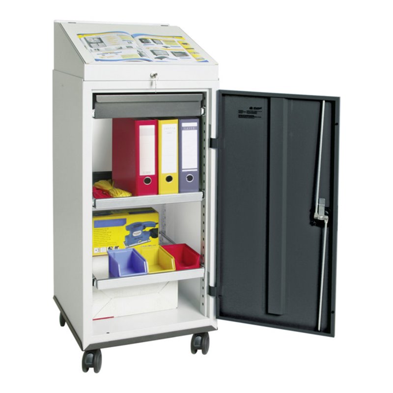 Stumpf Kombi-Set 3000, RAL 7035/7016, 1 Schreibpult, 1 Schublade, 2 Wannen, fahrbar