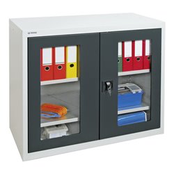 Stumpf Sichtfensterschrank MV2, RAL 7035/7016, 2 Fachböden