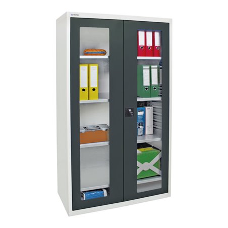 Stumpf Sichtfensterschrank MV4, RAL 7035/7016, 4 Fachböden