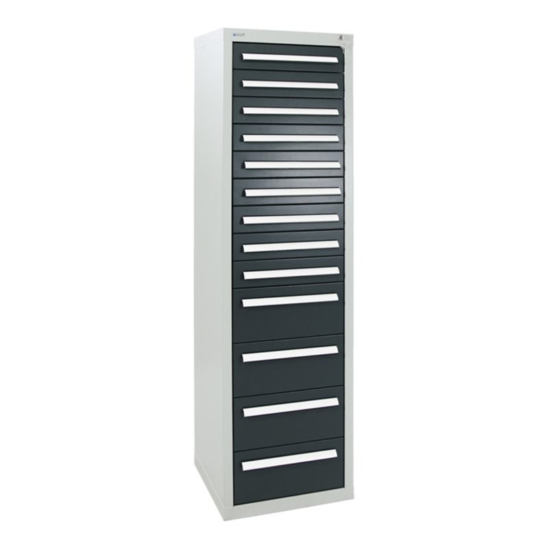 Stumpf Schubladenschrank Serie T-100/35-1, RAL 7035/7016, 13 Schubladen