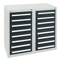 Stumpf Schubladenschrank Serie T-100/35-1, RAL 7035/7016, 16 Schubladen