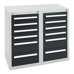 Stumpf Schubladenschrank Serie T-100/35-1, RAL 7035/7016, 12 Schubladen