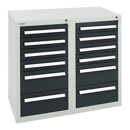 Stumpf Schubladenschrank Serie T-100/35-1, RAL 7035/7016, 12 Schubladen