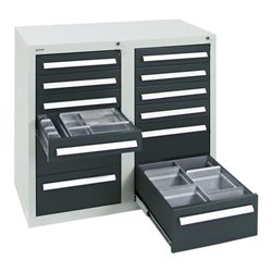 Stumpf Schubladenschrank Serie T-100/35-1, RAL 7035/7016, 12 Schubladen