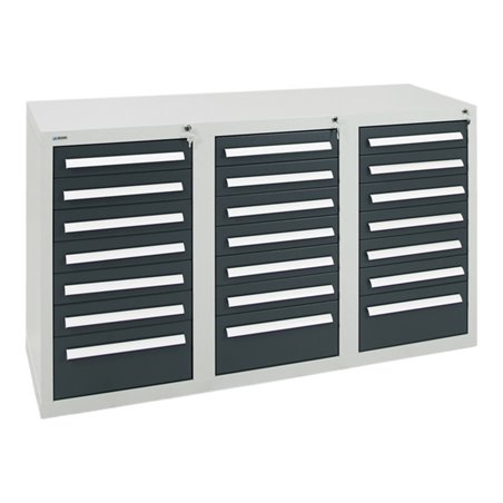 Stumpf Schubladenschrank Serie T-100/35-1, RAL 7035/7016, 21 Schubladen