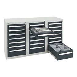 Stumpf Schubladenschrank Serie T-100/35-1, RAL 7035/7016, 21 Schubladen