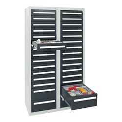Stumpf Schubladenschrank Serie T-100/35-1, RAL 7035/7016, 30 Schubladen