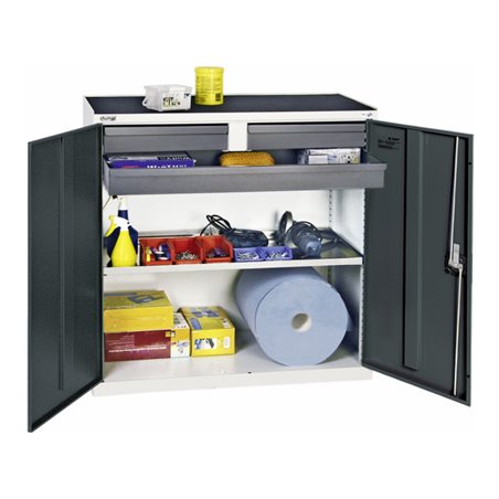 Stumpf Werkzeug- und Materialschrank 3000, RAL 7035/7016, 2 Schubladen 1 Wanne