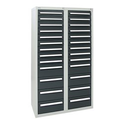 Stumpf Schubladenschrank Serie T-100/35-1, RAL 7035/7016, 26 Schubladen