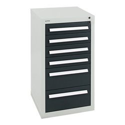 Stumpf Schubladenschrank Serie T-100/35-1, RAL 7035/7016, 6 Schubladen