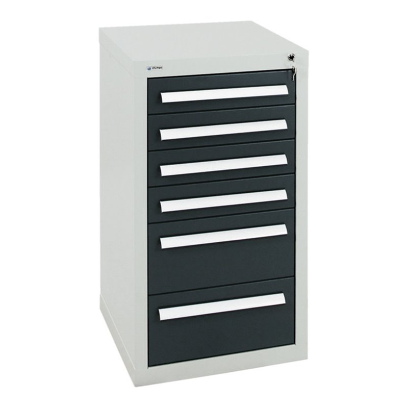 Stumpf Schubladenschrank Serie T-100/35-1, RAL 7035/7016, 6 Schubladen