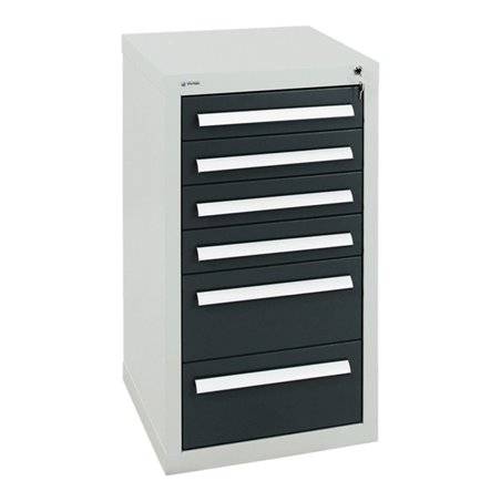 Stumpf Schubladenschrank Serie T-100/35-1, RAL 7035/7016, 6 Schubladen