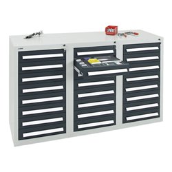 Stumpf Schubladenschrank Serie T-100/35-1, RAL 7035/7016, 24 Schubladen