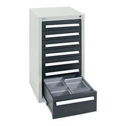 Stumpf Schubladenschrank Serie T-100/35-1, RAL 7035/7016, 7 Schubladen