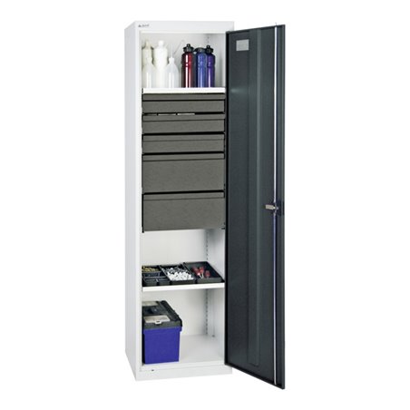 Stumpf Werkzeug- und Materialschrank 3000, RAL 7035/7016, 5 Schubladen, 2 Wannen