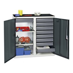 Stumpf Werkzeug- und Materialschrank 3000, RAL 7035/7016, 9 Schubladen, 2 Wannen