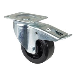 BS Rollen Lenkrolle mit Feststeller Elastikreifen schwarz Kunststoffelge Ø 125 mm