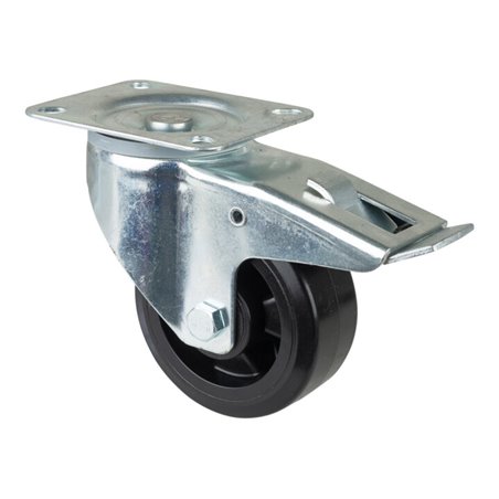 BS Rollen Lenkrolle mit Feststeller Elastikreifen schwarz Kunststoffelge Ø 125 mm