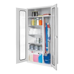 Kappes Putzmittelschrank ErgoPlus RAL 7035 Sichtfenstertüren 4 Fachböden