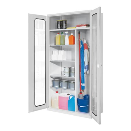 Kappes Putzmittelschrank ErgoPlus RAL 7035 Sichtfenstertüren 4 Fachböden