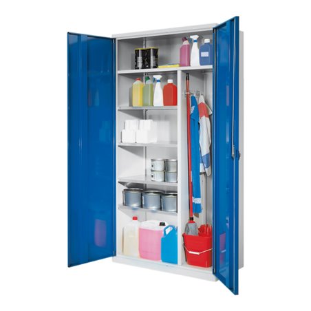Kappes Putzmittelschrank ErgoPlus RAL 7035/5010 Vollblechtüren 4 Fachböden