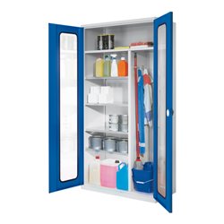 Kappes Putzmittelschrank ErgoPlus RAL 7035/5010 Sichtfenstertüren 4 Fachböden