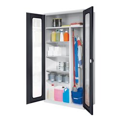 Kappes Putzmittelschrank ErgoPlus RAL 7035/7016 Sichtfenstertüren 4 Fachböden