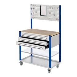 Kappes Mobile Arbeitsstation RAL 7035/5010 B1000 mm 3 Schubladen Lochplatte mit Zusatzboden