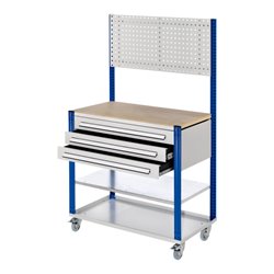 Kappes Mobile Arbeitsstation RAL 7035/5010 B1000 mm 3 Schubladen Lochplatte mit Zusatzboden