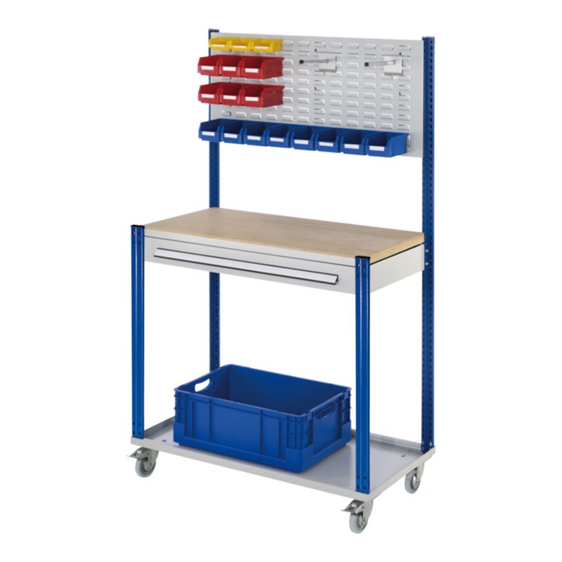 Kappes Mobile Arbeitsstation RAL 7035/5010 B1000 mm 1 Schublade Schlitzplatte