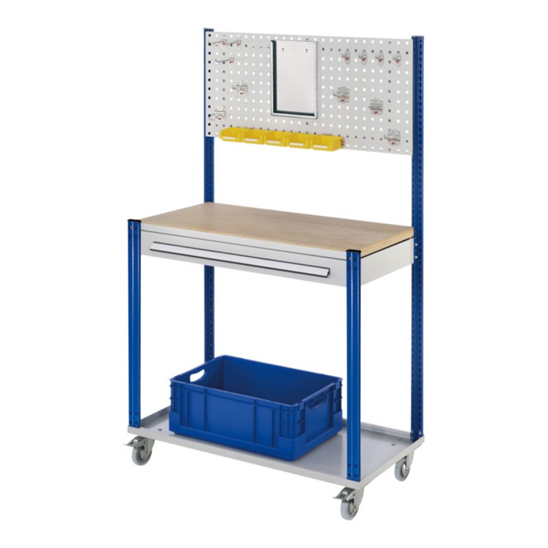 Kappes Mobile Arbeitsstation RAL 7035/5010 B1000 mm 1 Schublade Lochplatte
